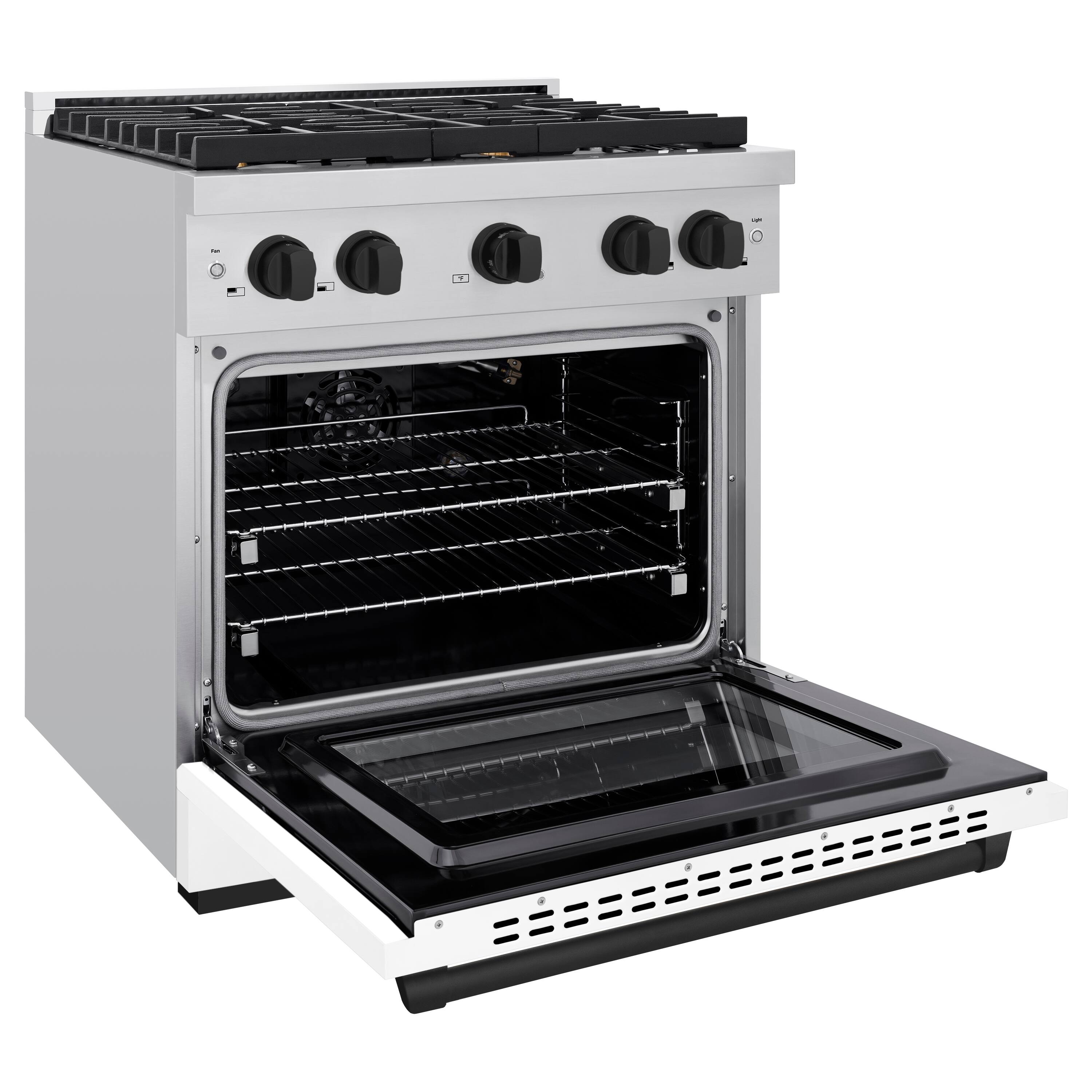 Back. ZLINE - Autograph 30" Paramount Gas Range with 4 Burners and Black Accents (SGRZ-WM-30-MB) - White.