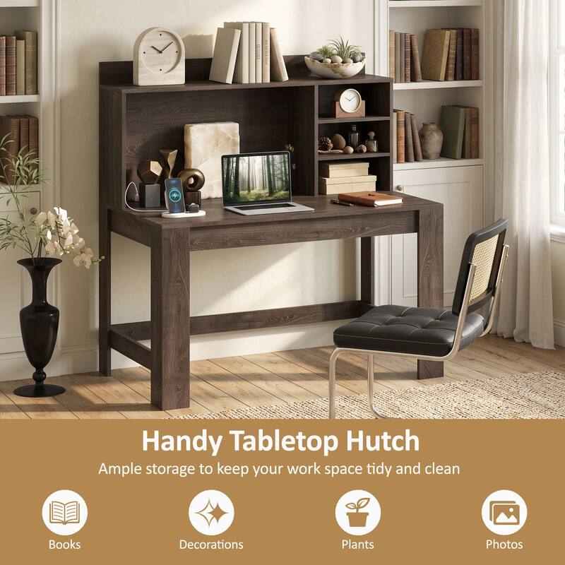 Handy Tabletop Hutch  
Ample storage to keep your work space tidy and clean  
Books  
Decorations  
Plants  
Photos