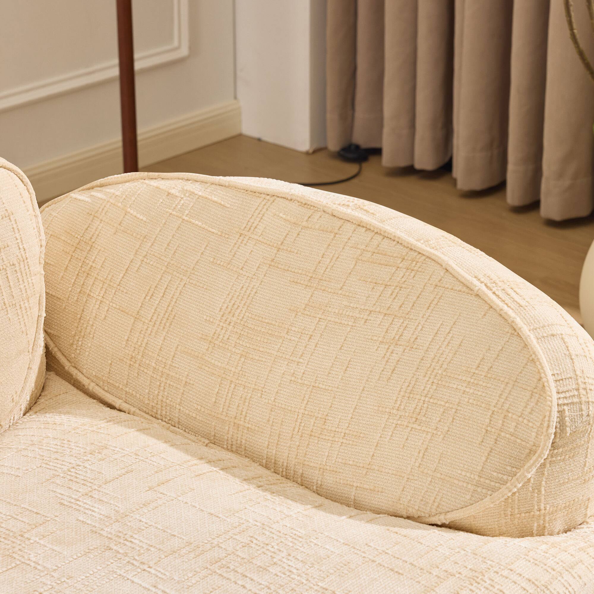 Alt View 5. GOODSILO - Curved Two-Person Compression Sofa with Pillows for Small Spaces - Beige.