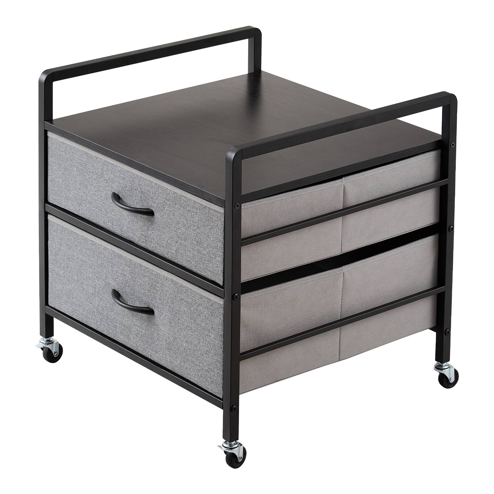 Alt View 5. VEVOR - Mini Fridge Stand with Storage, 176 lb-Capacity Mini Fridge Table with 2 Drawers & 4 Swivel Wheels, Mobile Fridge Shelf - Grey.