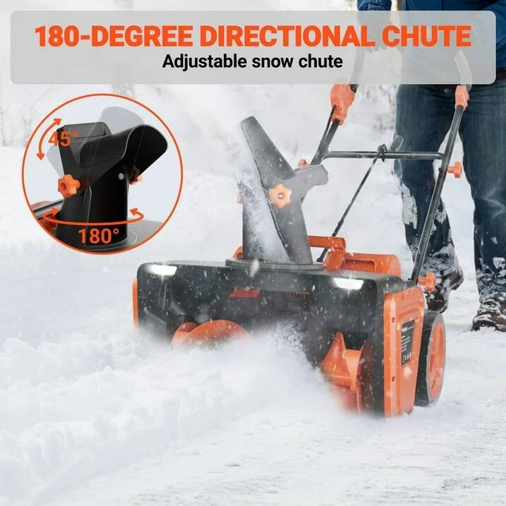 180-DEGREE DIRECTIONAL CHUTE  
Adjustable snow chute  

45°  
180°