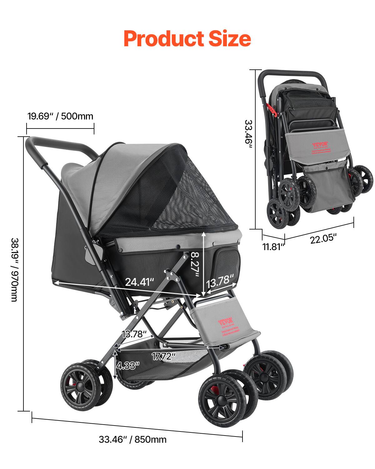 Product Size

- 19.69" / 500mm
- 33.46" / 850mm
- 24.41"
- 38.19" / 970mm
- 13.78"
- 8.27"
- 11.81"
- 22.05"
- 17.72"
- 4.33"
- 3.46"
