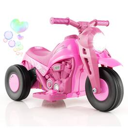 Gymax - 6V Kids Bubble Car Electric Ride on Motorcycle w/ Music Button & LED Headlight - Pink