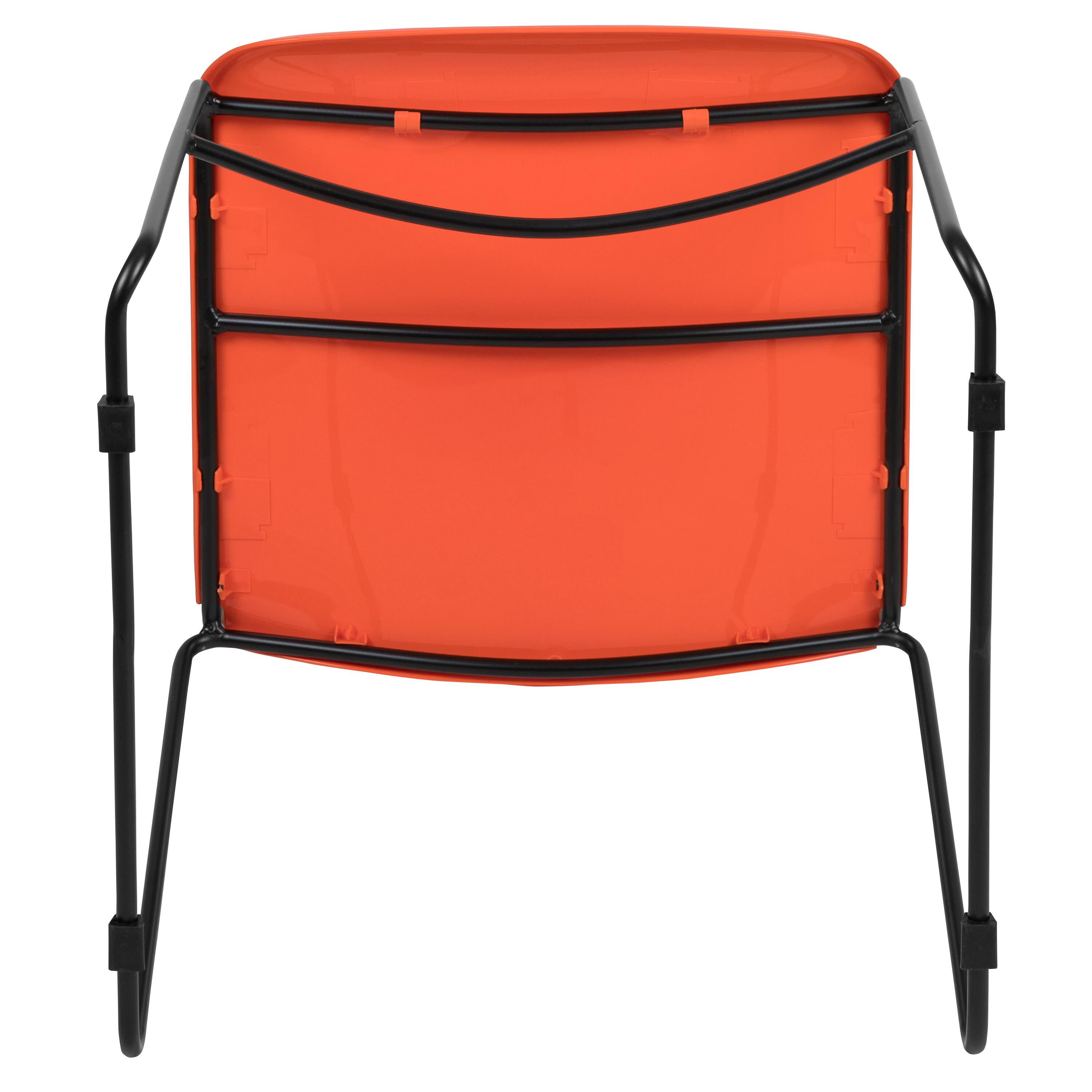 Alt View 9. Emma + Oliver - Ultra-Compact School Stack Chair - Office Guest Chair/Student Chair - Orange Plastic/Black Frame.