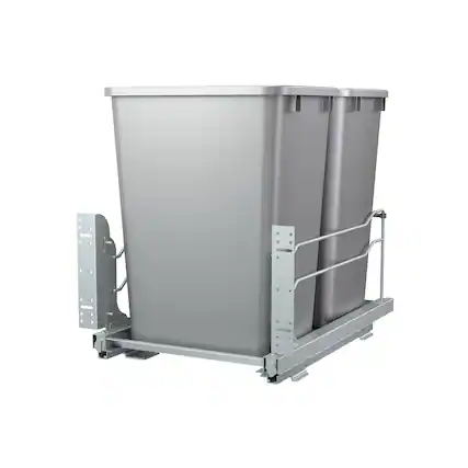 Front. Rev-A-Shelf - Rev-A-Shelf Double Pullout 35 qt. with Soft-close, 53WC-1835SCDM-217 - Silver.