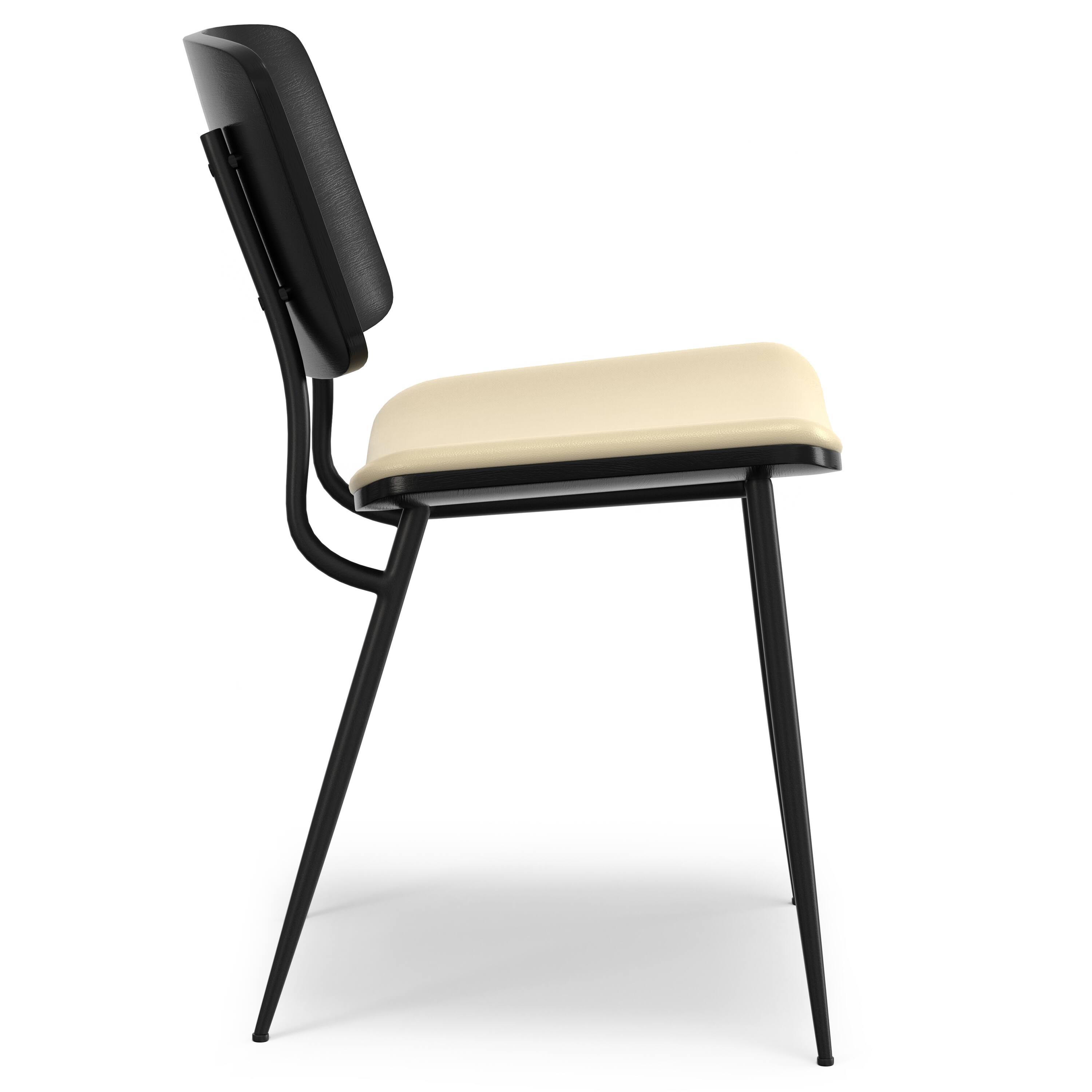 Alt View 1. Simpli Home - Hayley Dining Chair (Set of 2) in Cream Vegan Faux Leather - Cream.