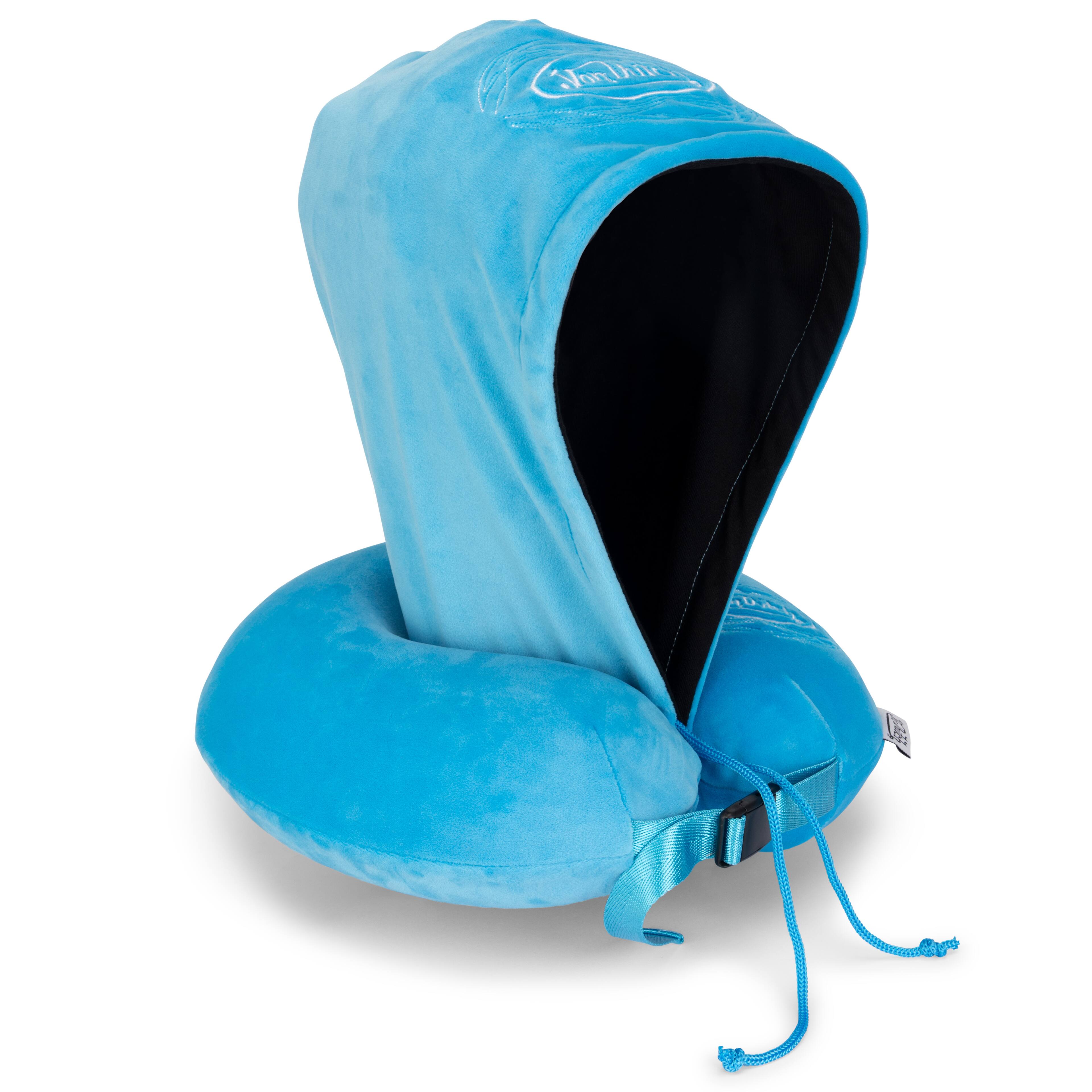 Alt View 4. Von Dutch - Pinstripe Hooded Memory Foam Travel Neck Pillow - Blue.