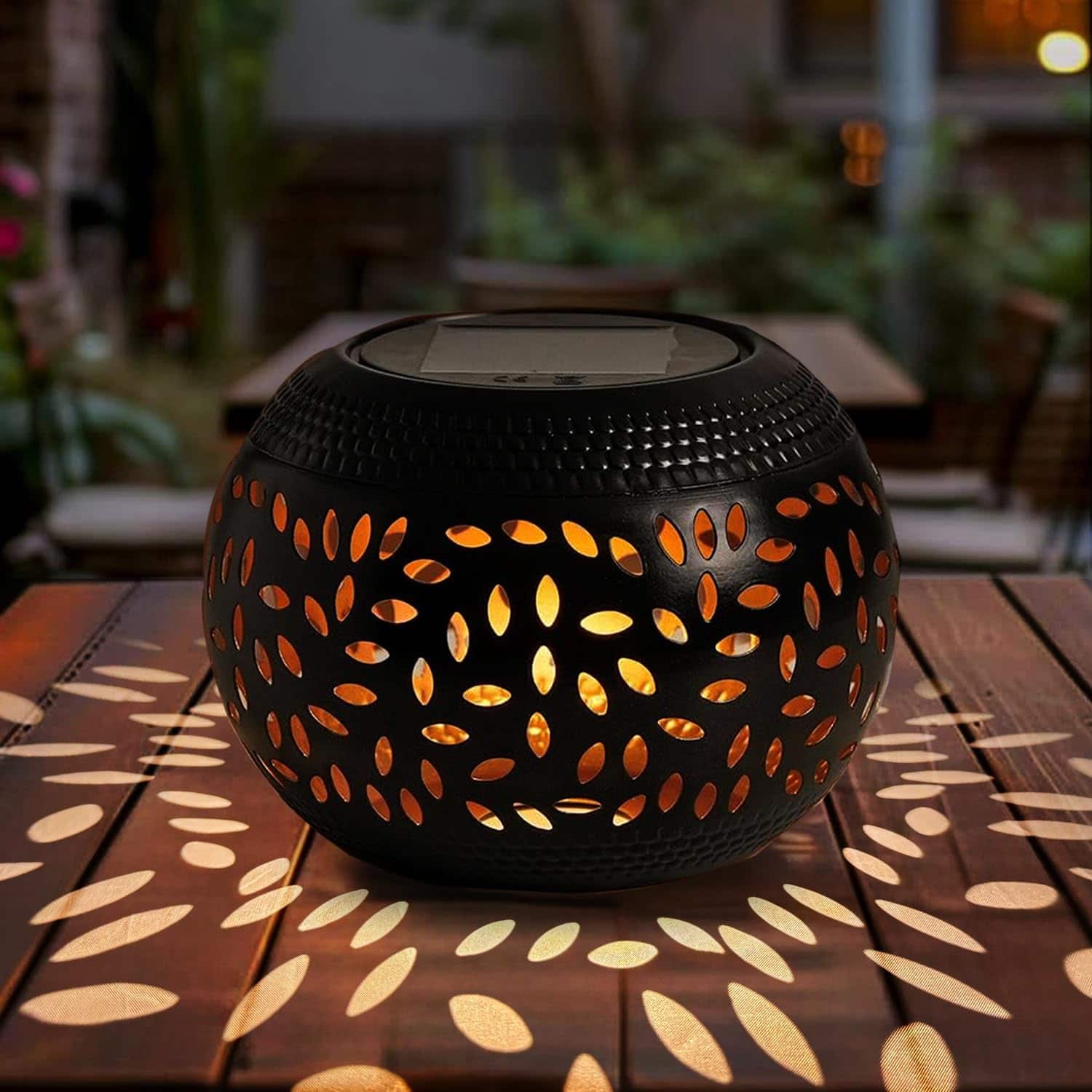 Comfort Essence - Solar Table Lanterns Outdoor Waterproof - Led Lamp Metal Lights -solar Decorative Lantern For Desk Patio - Black-1 Pack