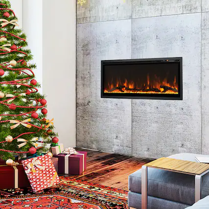 Front. Boyel Living - Electric Fireplace in-Wall Recessed with Remote Control and Adjustable Color and Brightness.
