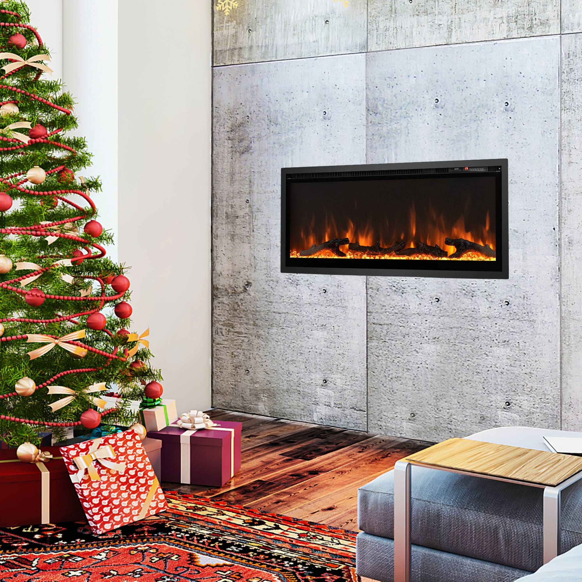Front. Boyel Living - Electric Fireplace in-Wall Recessed with Remote Control and Adjustable Color and Brightness.