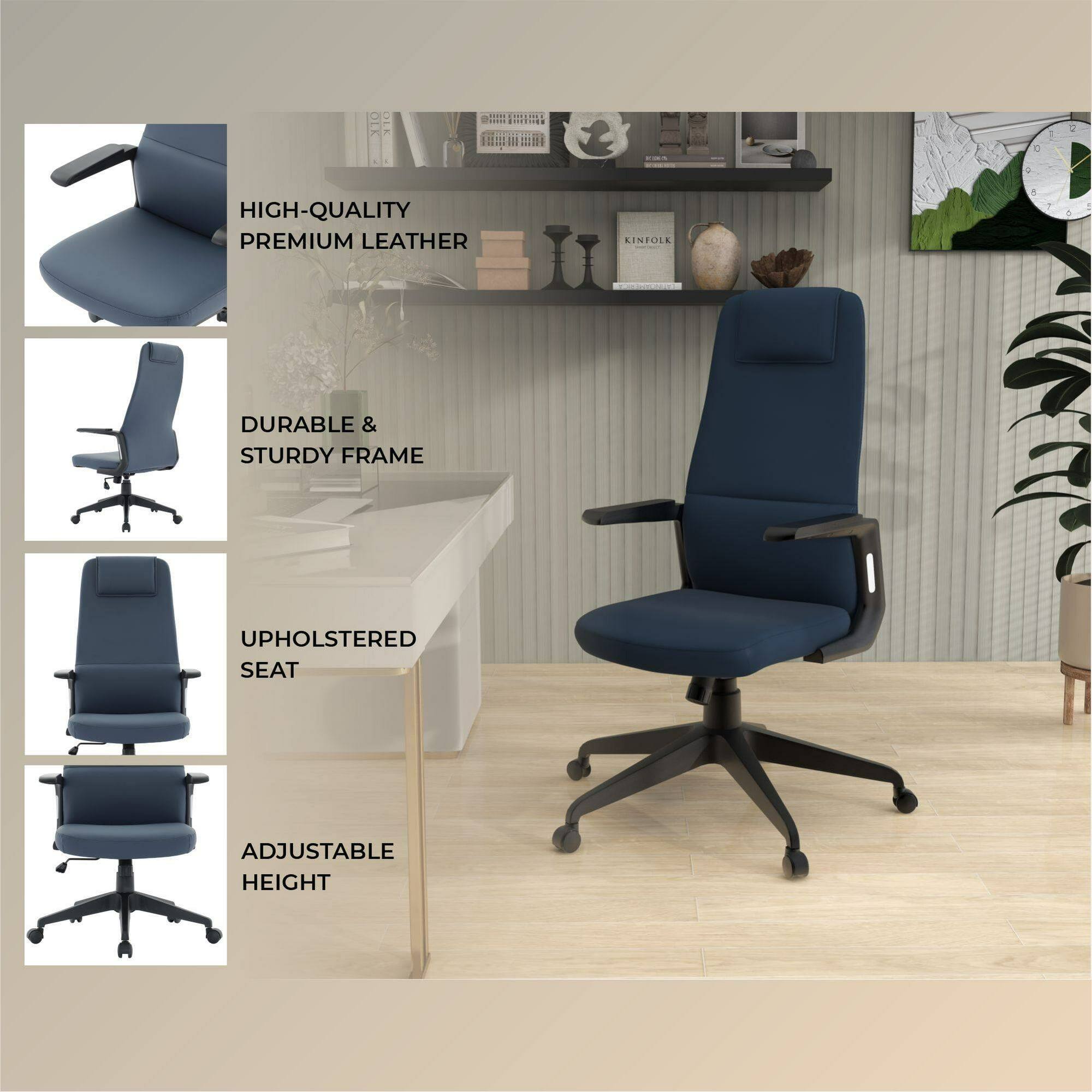 - HIGH-QUALITY PREMIUM LEATHER
- DURABLE & STURDY FRAME
- UPHOLSTERED SEAT
- ADJUSTABLE HEIGHT