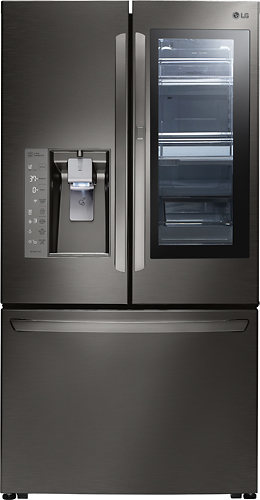 LG - 23.5 Cu. Ft. French InstaView Door-in-Door Counter-Depth Smart Wi-Fi Enabled Refrigerator - Black stainless steel was $3779.99 now $1499.99 (60.0% off)