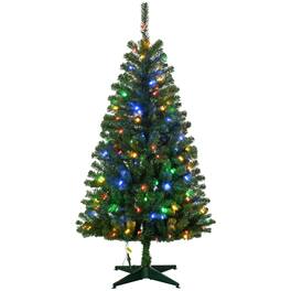 BreeBe - 5ft Tall Prelit Artificial Christmas Tree Holiday Décor with 365 Branches - Green