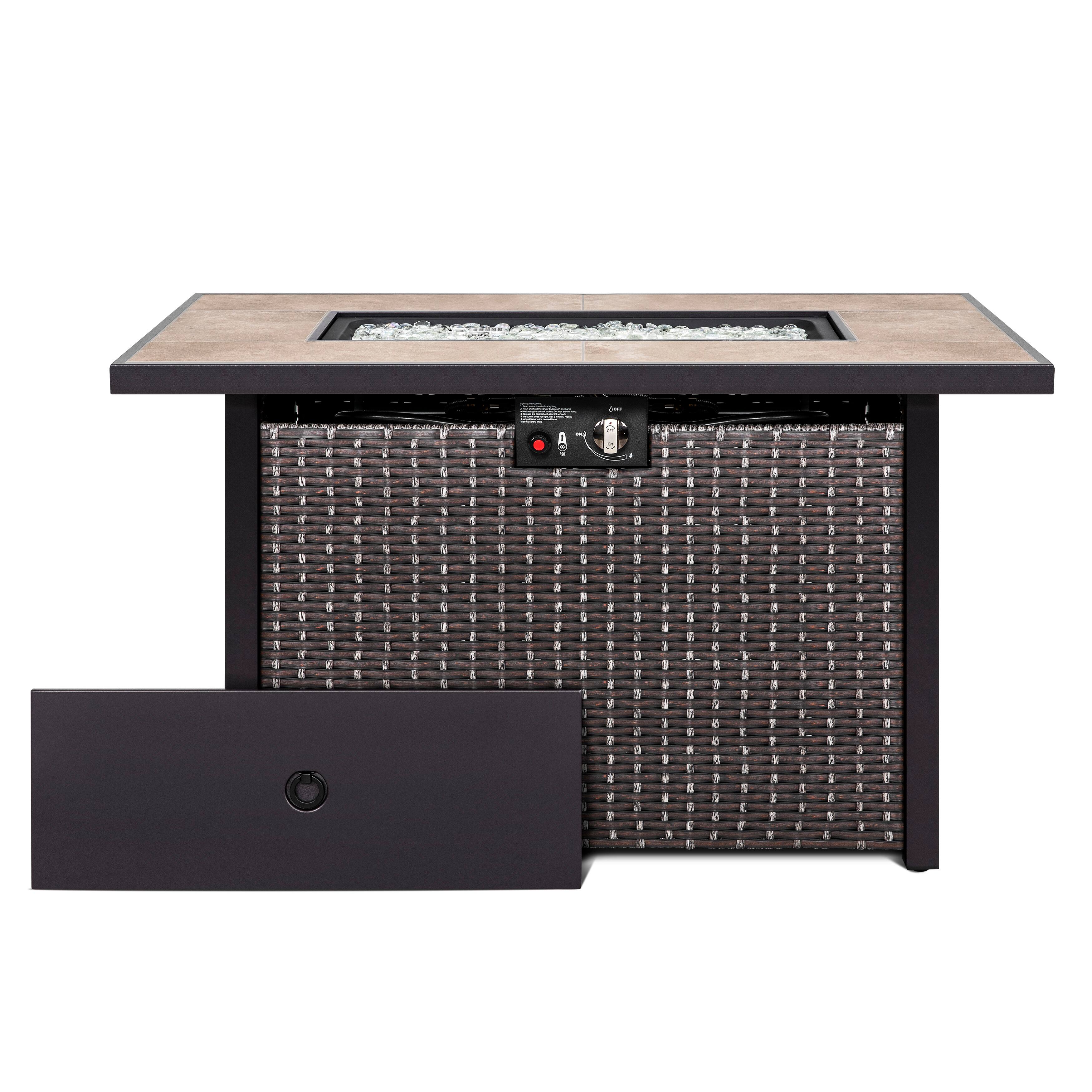 Alt View 9. Nuu Garden - Outdoor 43-inch 50,000 BTU Propane  Fire Pit Table - Dark Brown and Coffee.