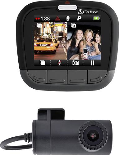 Cobra - CDR895D Front and Rear Camera Dash Cam - Black - Larger Front