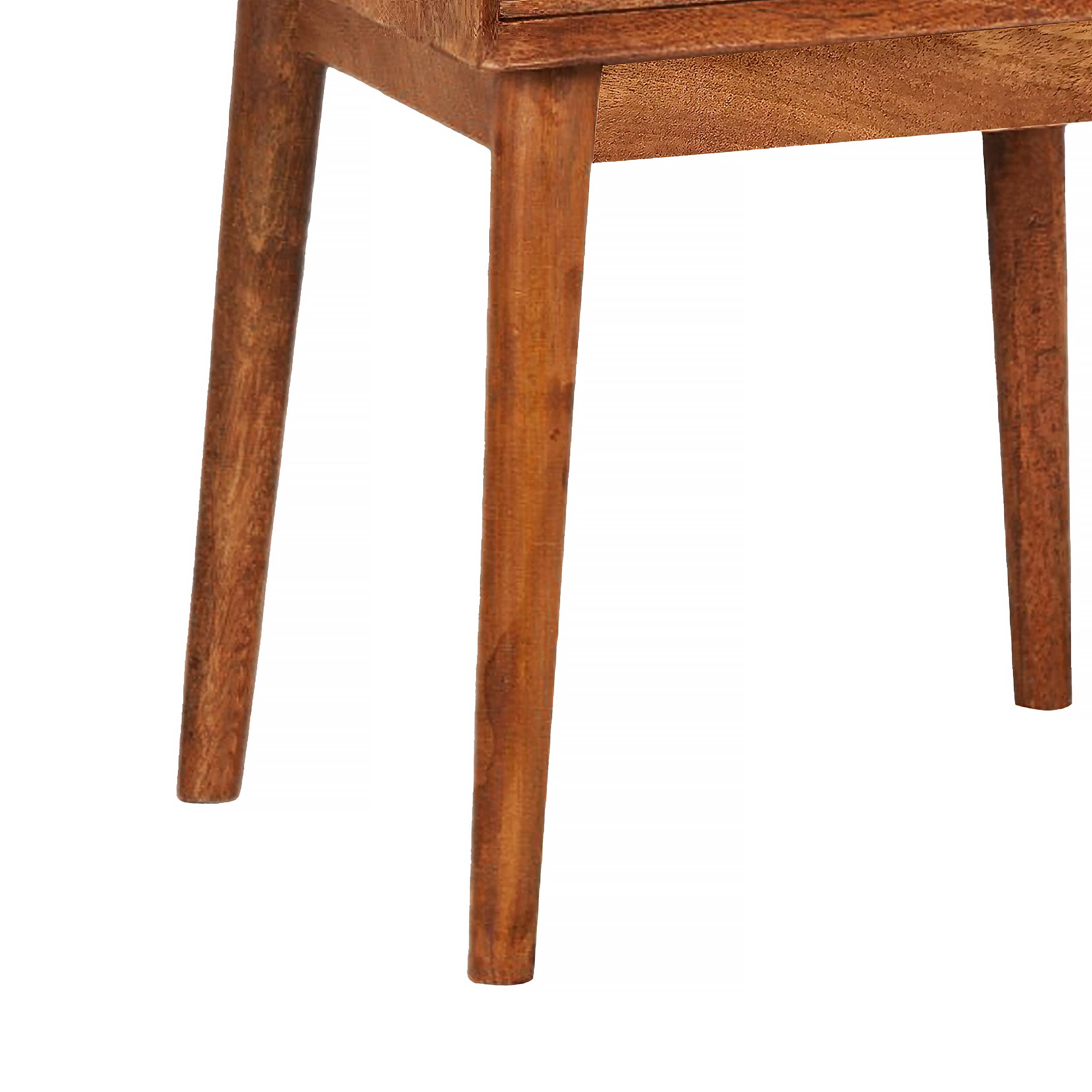 Alt View 4. Manhattan Lane - Nali Bedside Nightstand Table, 2 Drawers, Natural Brown Mango Wood, Brass Knobs - Natural Brown, Matte Gold.