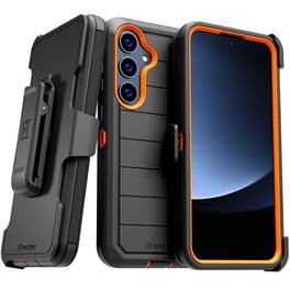 RomeTech - Defender Case for Samsung Galaxy S25 - Black / Orange