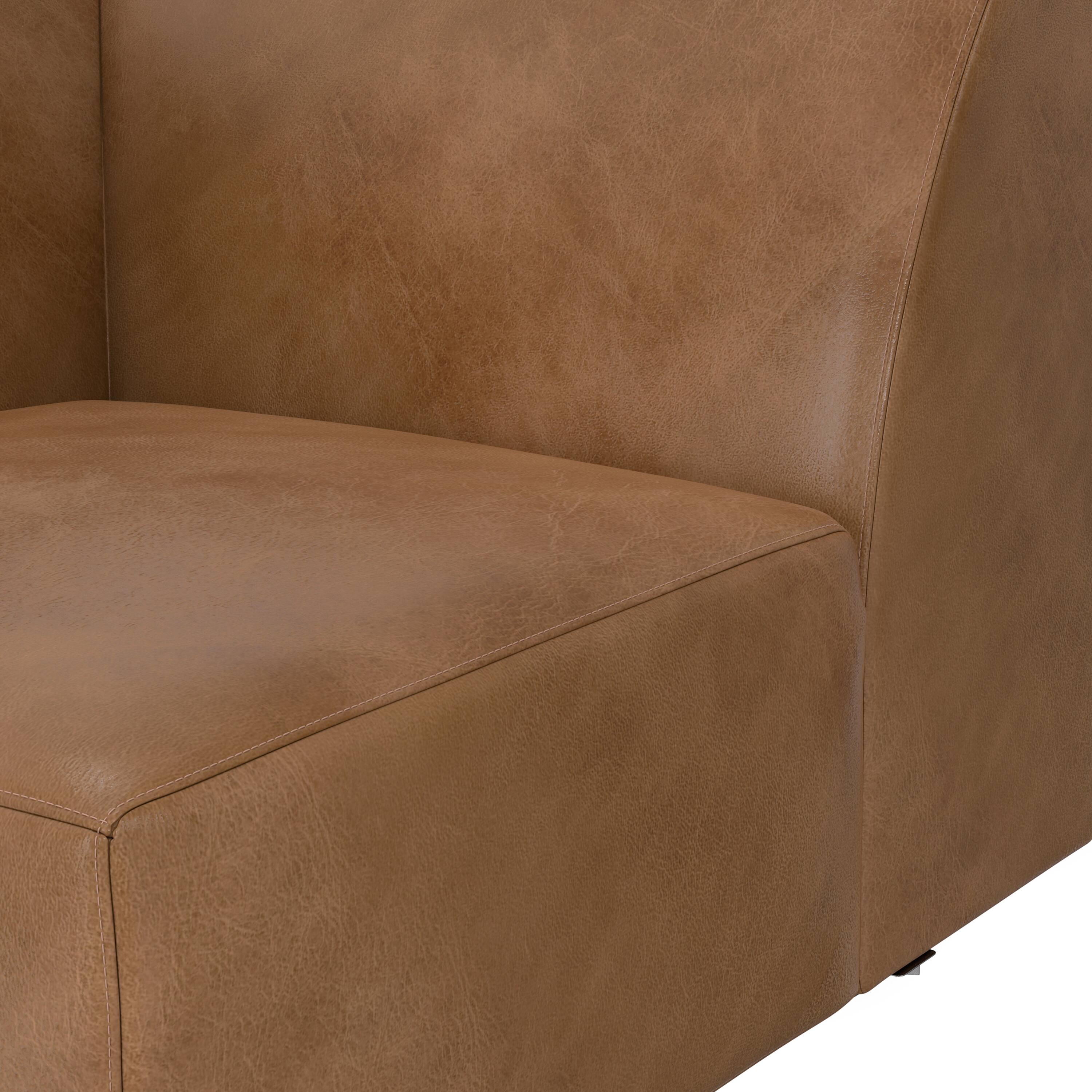 Alt View 5. Simpli Home - Rex Corner Sofa Module in Genuine Leather - Caramel Brown.
