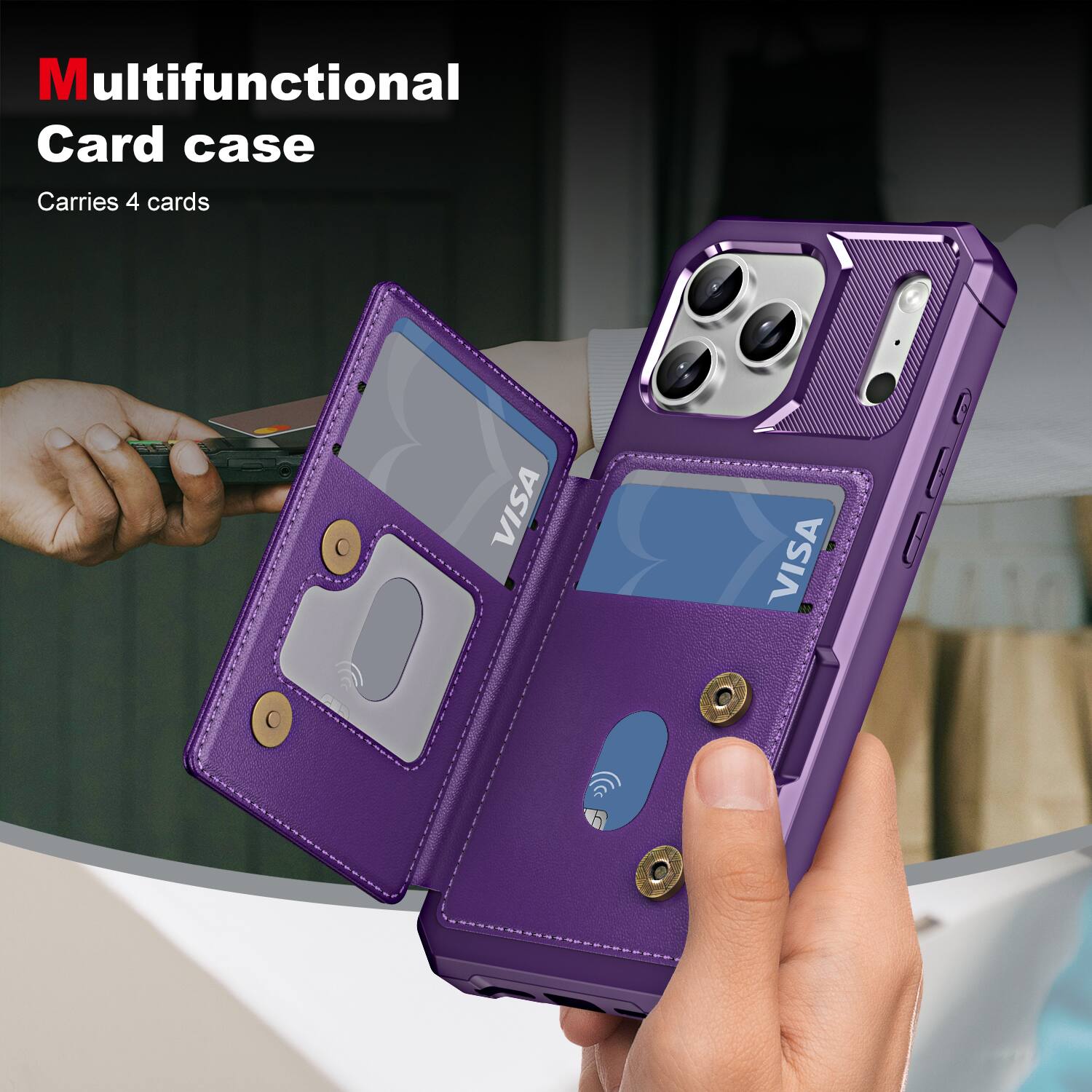 Multifunctional Card case  
Carries 4 cards