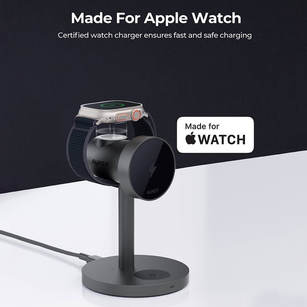 Made for Apple Watch Certified watch charger ensures fast and safe charging. Made for WATCH AUKEY.