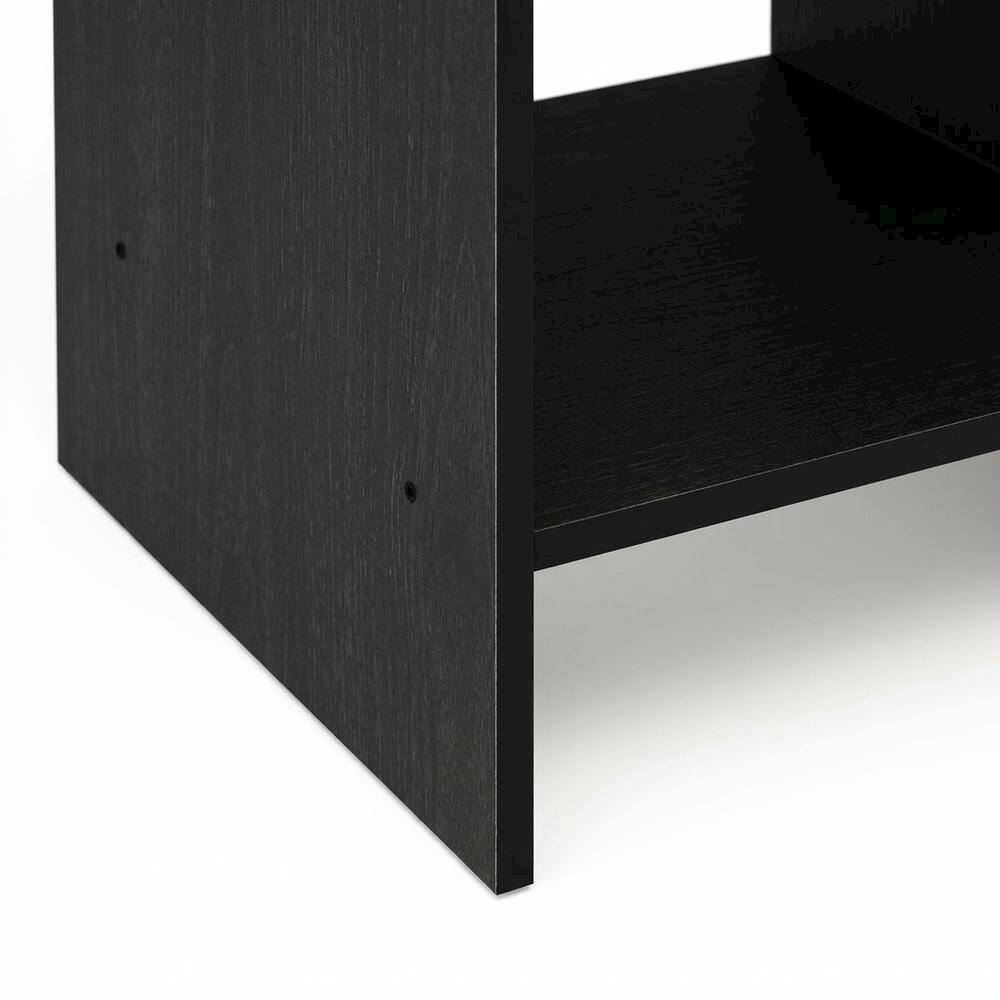 Alt View 2. FurniFact - Medium brown wood nightstand with storage shelf and bin drawer - Americano/Medium Brown.