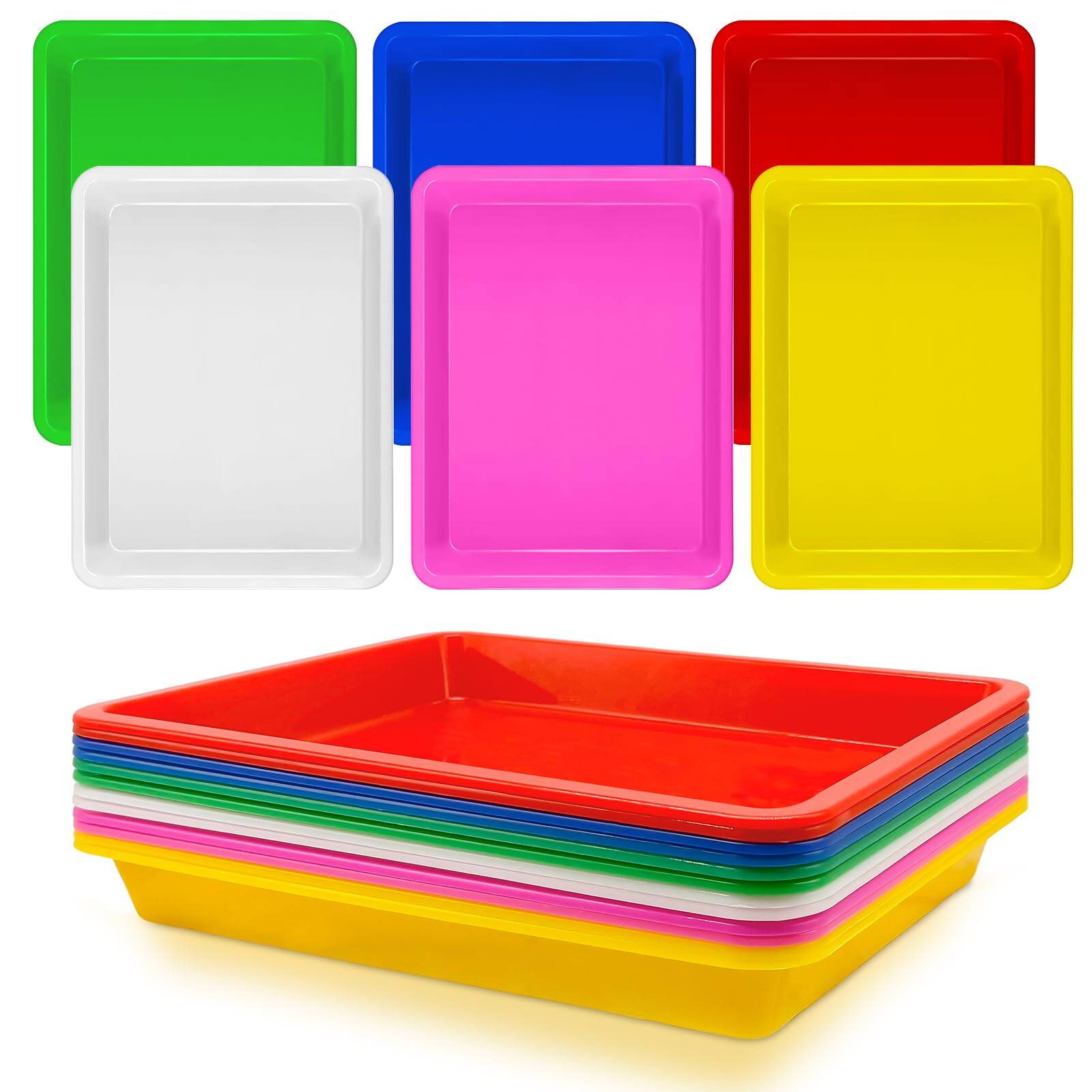 Front. Paradigms Interiors - Plastic Art Trays 6 12 Colorful Trays: This package includes 12 vibrant plastic trays - Default.