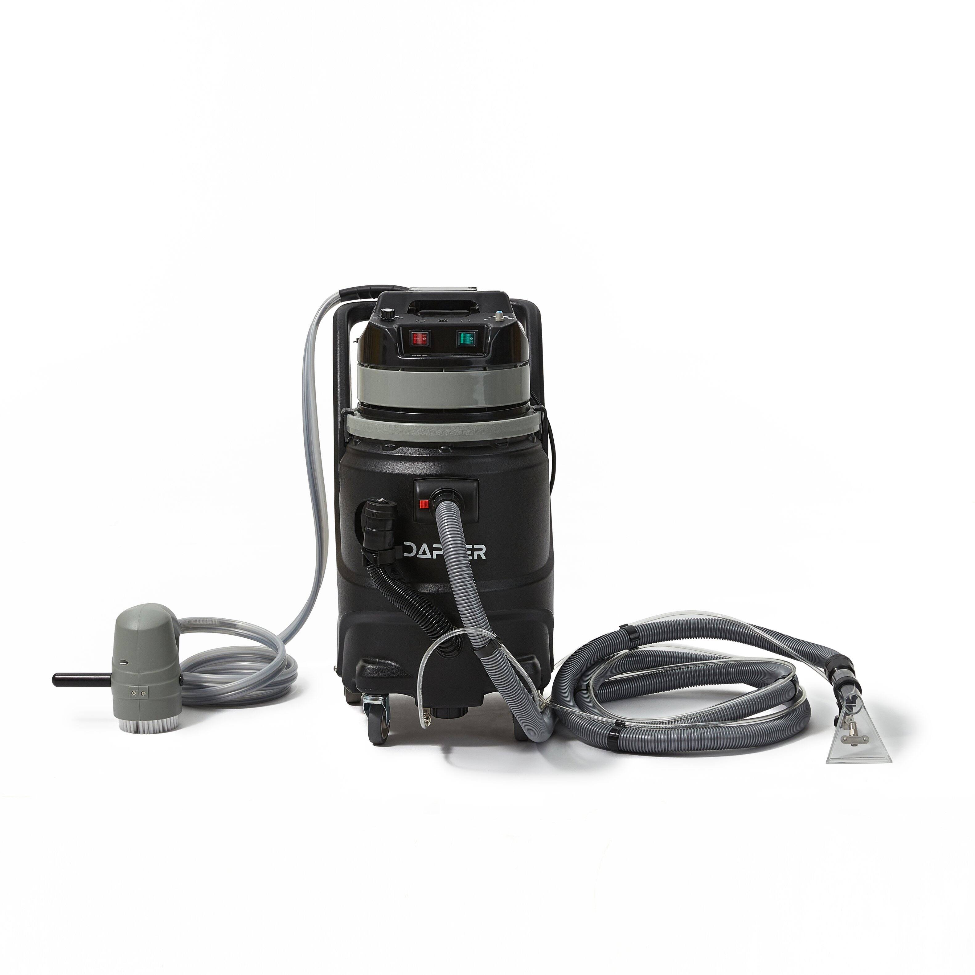Angle. Dapper Supply - Commercial Steam Wet/Dry Vacuum Cleaner with Extraction, 1 Gal. Solution & 3.5 Gal. Recovery Tank - Black.