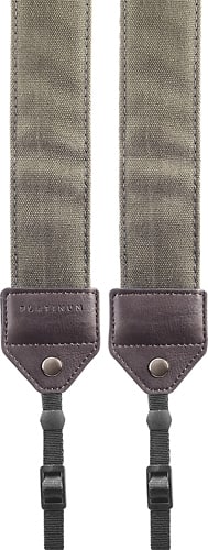 Platinum - Vintage Canvas Camera Strap - Dark Green/Dark Brown - Angle