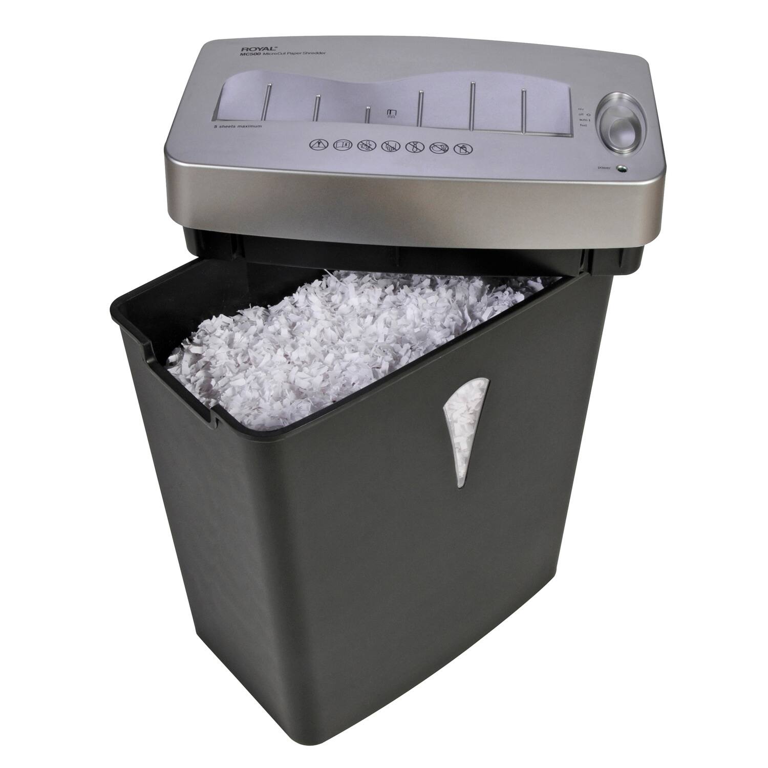 Alt View 6. Royal - MC500 5-Sheet Microcut Shredder with Basket - Black.