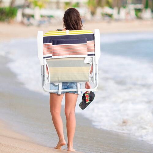 Alt View 3. Winado - 1PC 25in Portable Folding Beach Camping Chair, Lightweight Load-Bearing 100kg Oxford Cloth for Outdoor Garden Beach - White Frame And Multi-Color Fabric.