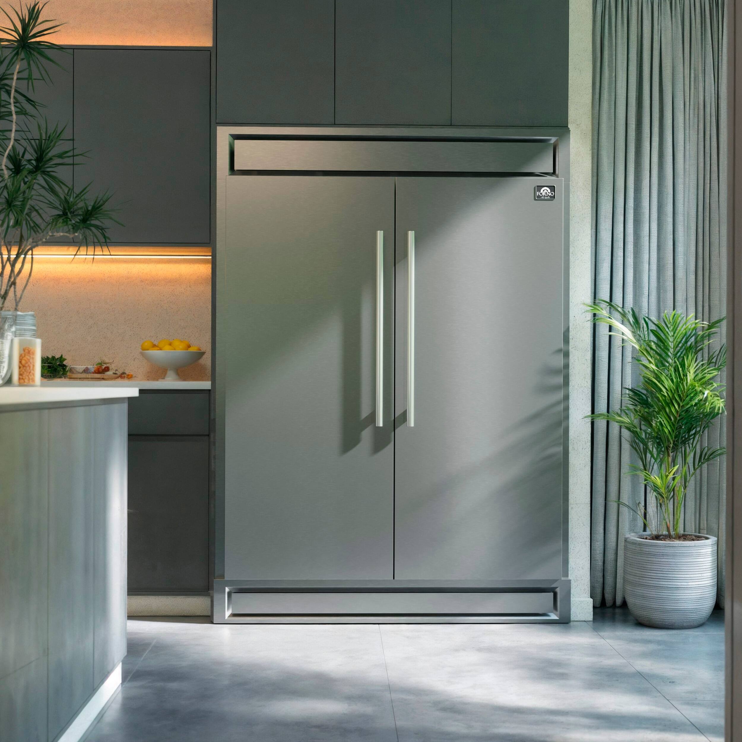 Alt View 16. Forno Appliances - Maderno 27.2 Cu. Ft. Built-In Side-by-Side Convertible Refrigerator/Freezer with Decorative Grill - Stainless Steel.