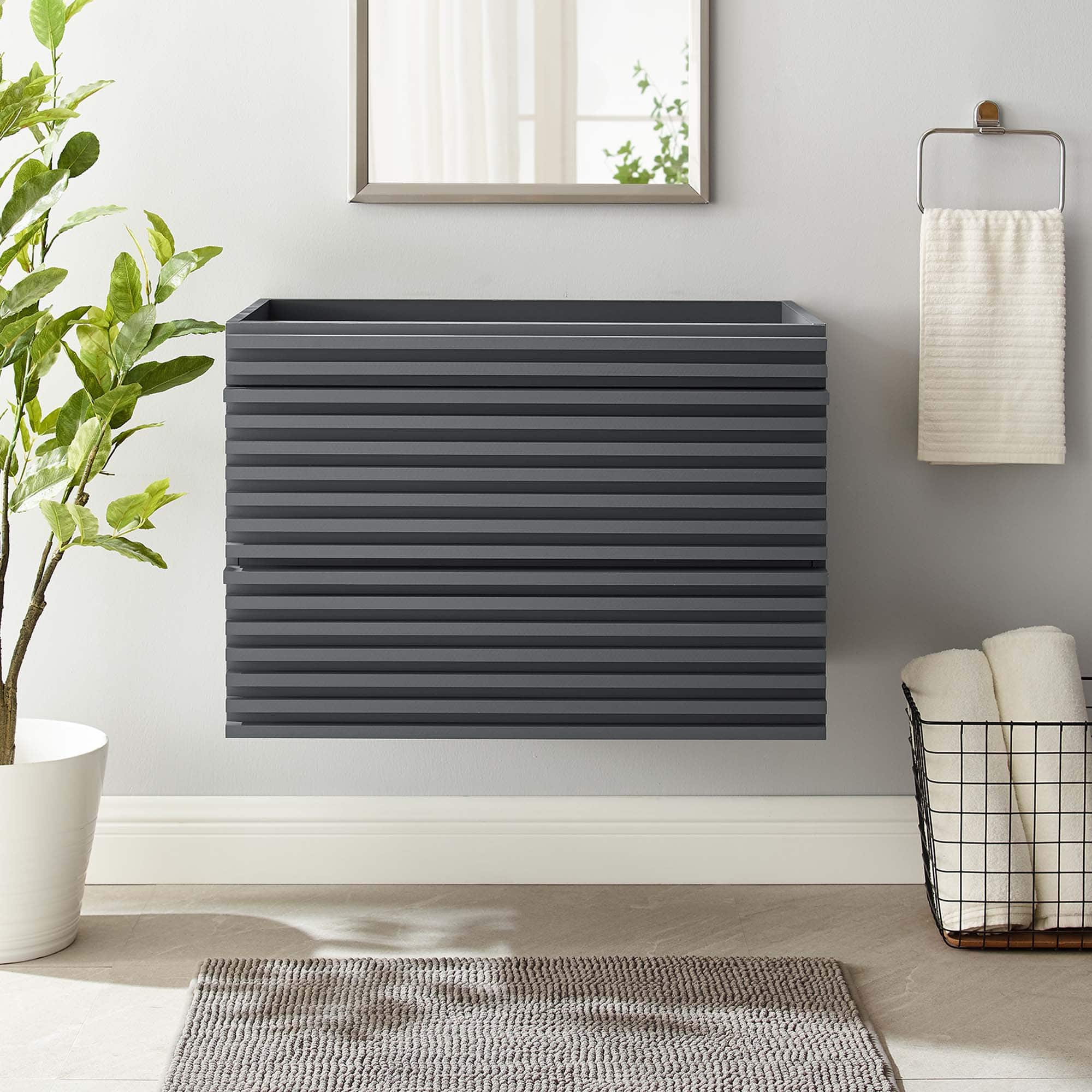 Modway - Render Wall-Mount Bathroom Cabinet Basin Not Included - Gray