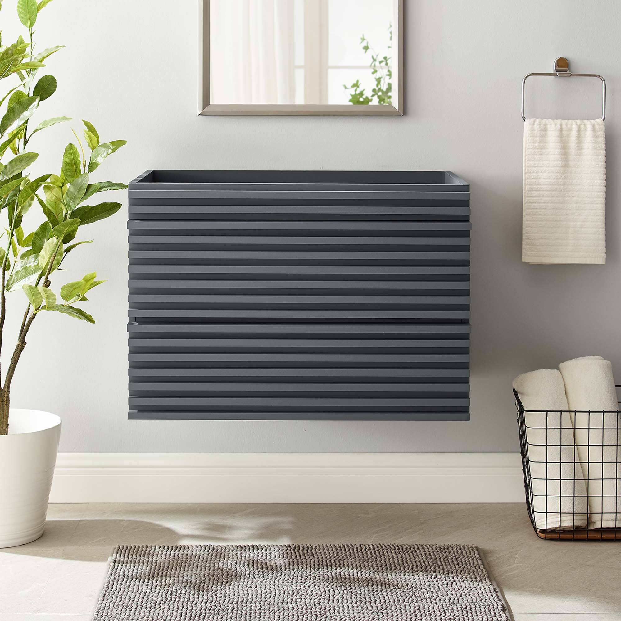 Front. Modway - Render Wall-Mount Bathroom Cabinet Basin Not Included - Gray.