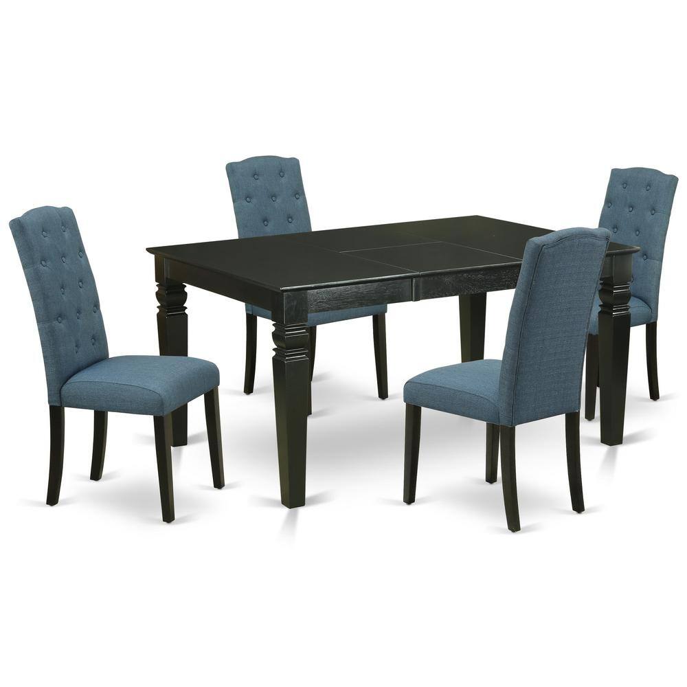 Back. East West Furniture - Dining Room Set Black - Brown.