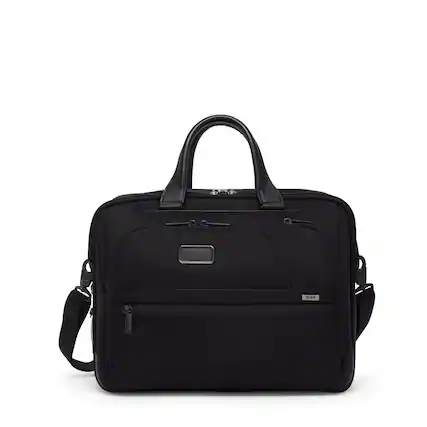 Front. TUMI - Alpha Medium Expandable Briefcase for 15" Laptop - Black.