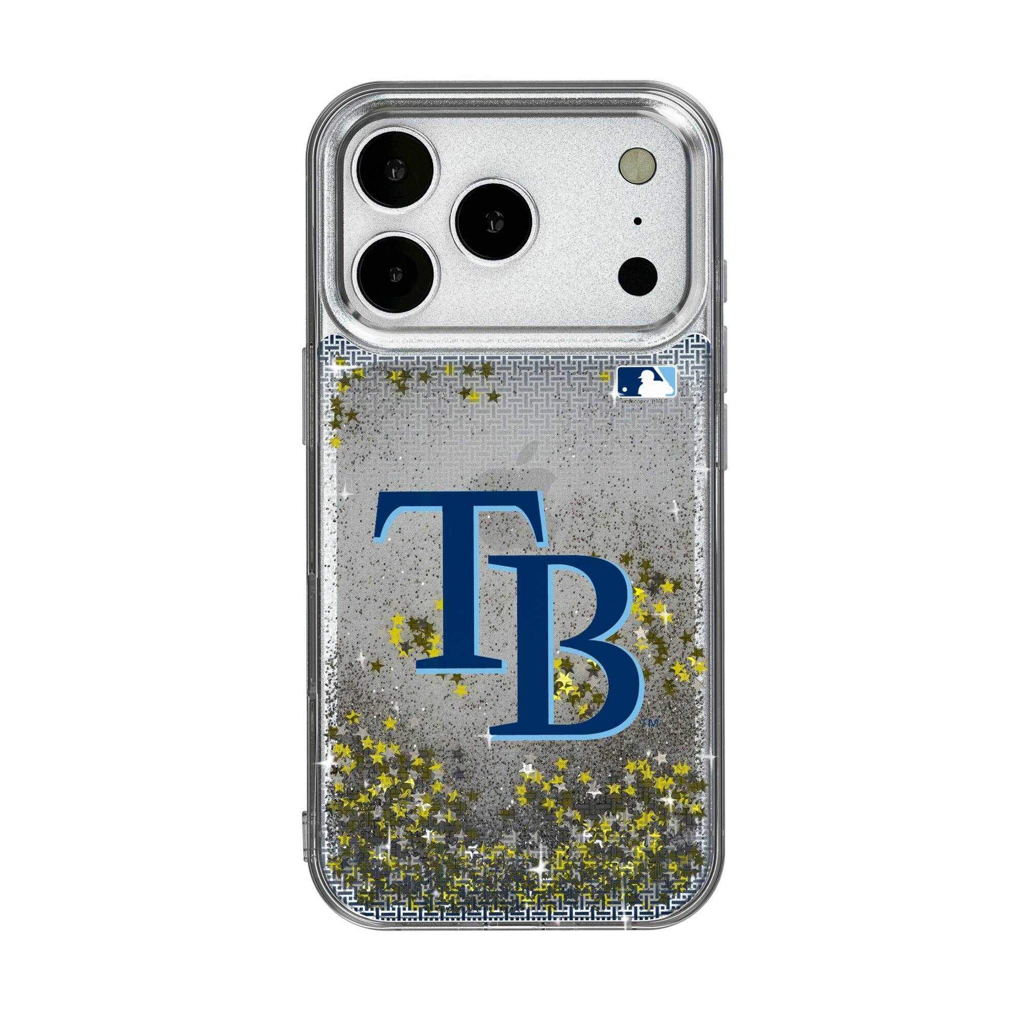 Front. Keyscaper - Tampa Bay Rays Linen Logo iPhone Glitter Case - 13 - Multicolor.