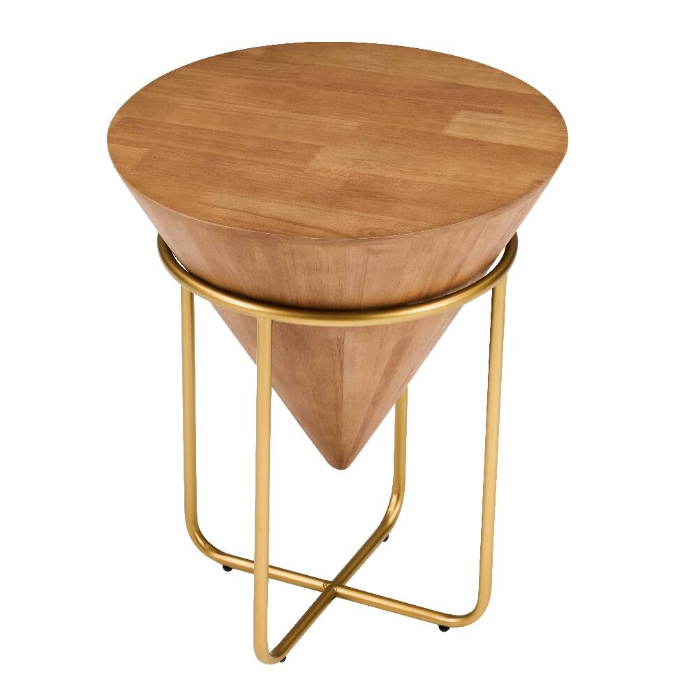 Alt View 1. Loheer - Loheer Wood and Gold Side Table Round Accent Table Cone Shaped - Brown/Gold.