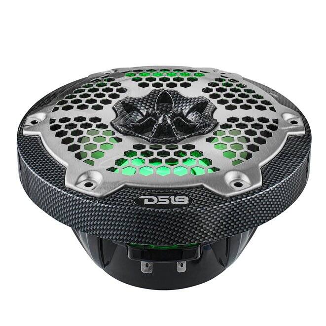 Alt View 3. DS18 Audio - NXL 6.5" 2-way Coaxial Speaker with RGB LED Lights, Built-in Driver and Grille (Pair), 100W RMS 4-Ohm.