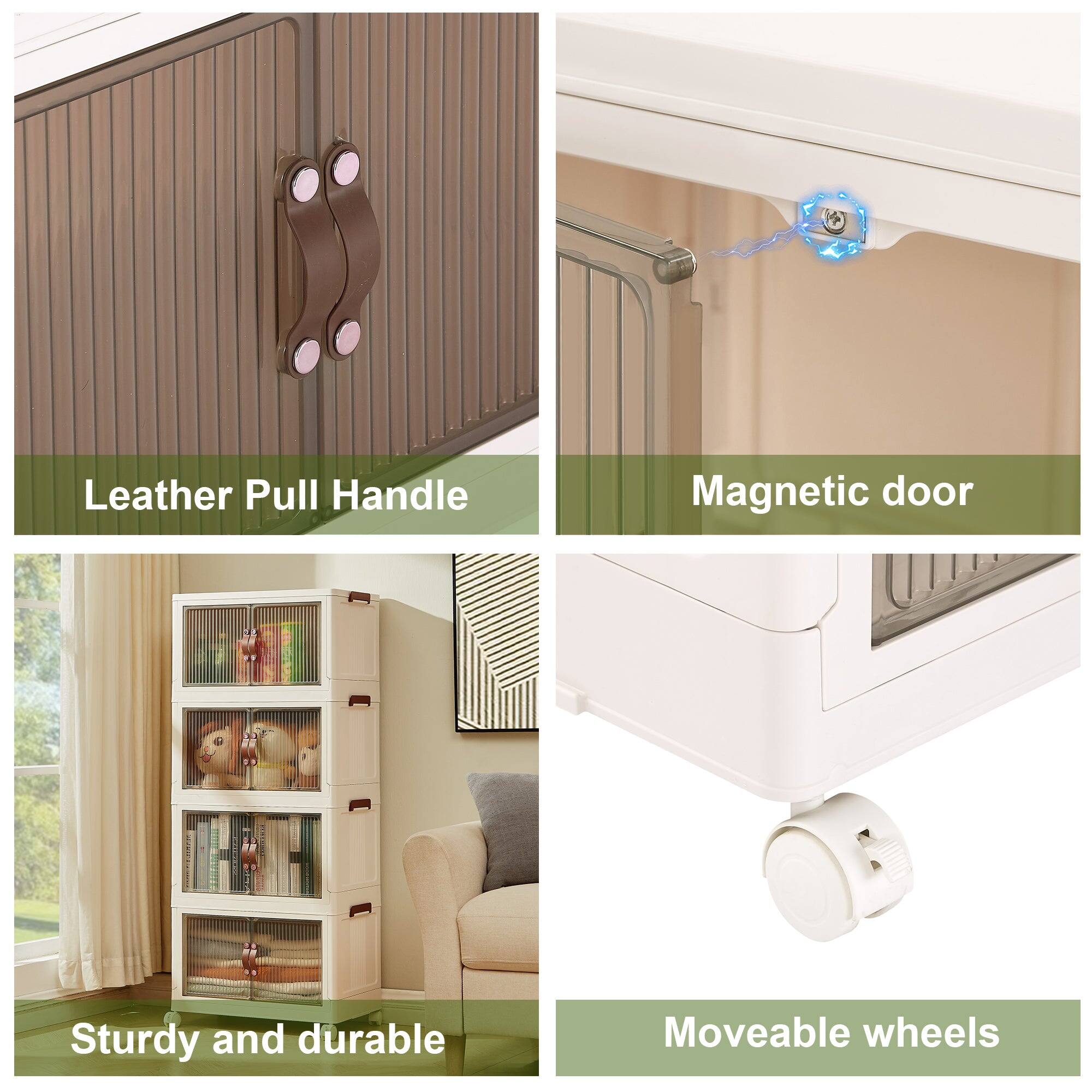 Leather Pull Handle  
Magnetic door  
Sturdy and durable  
Moveable wheels