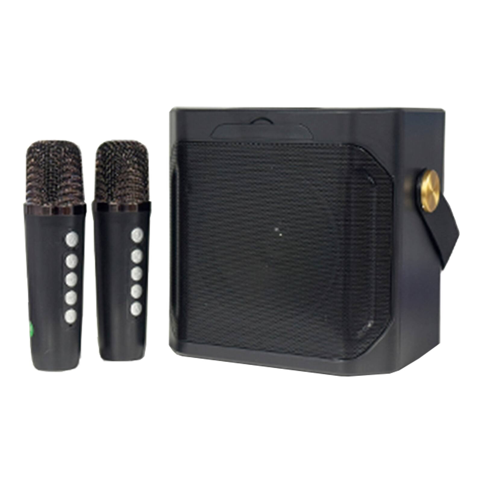 Alt View 4. Topteng - 10W Portable Karaoke Speaker with 2 Wireless Mics - Bluetooth 5.3, TF/USB/AUX, 2000mAh Battery for Home & Outdoor​-Black - Black.