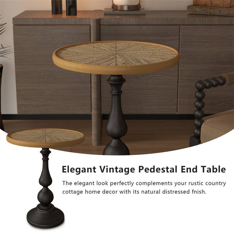 Elegant Vintage Pedestal End Table

The elegant look perfectly complements your rustic country cottage home decor with its natural distressed finish.