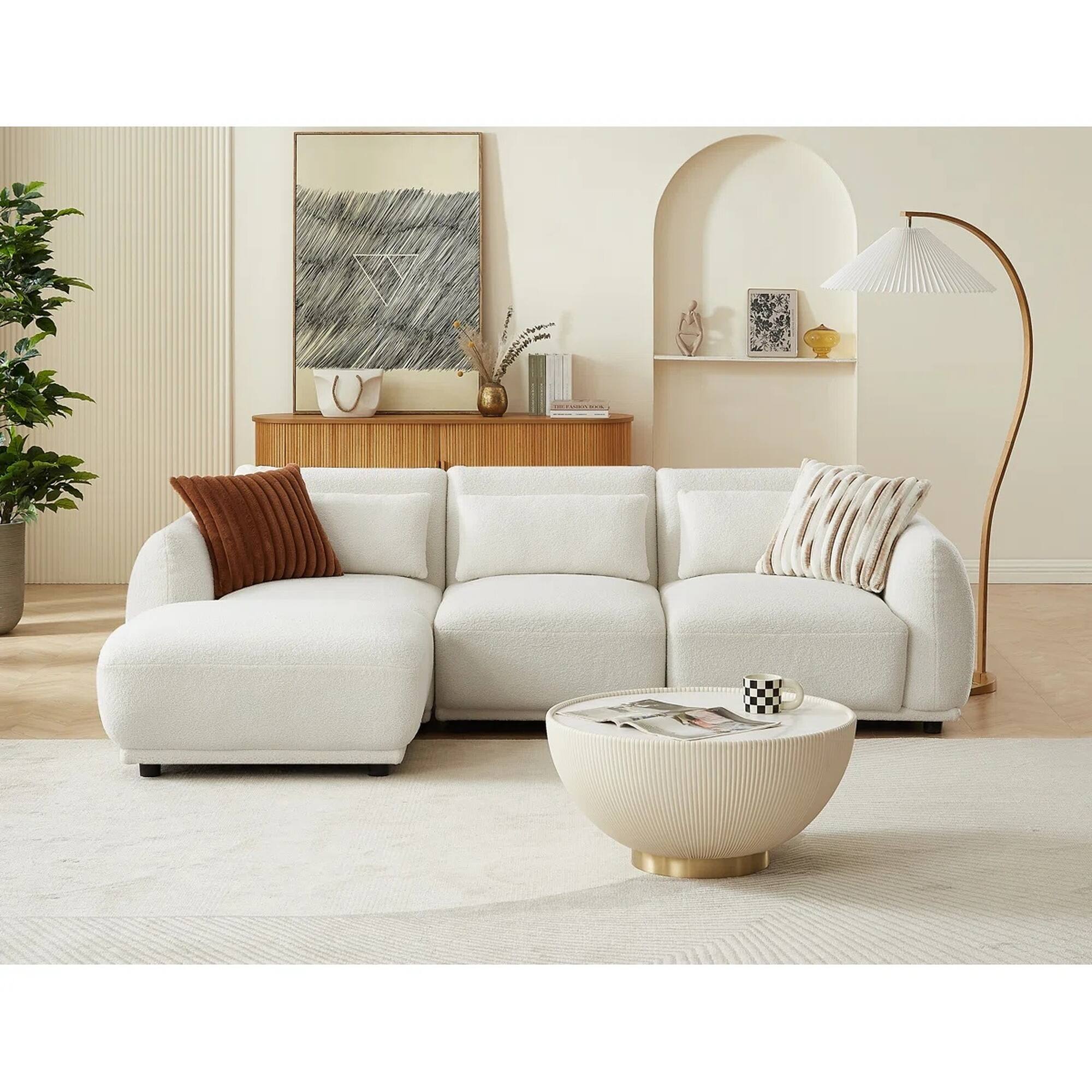 Left. Yardgrace - 4-Piece Upholstered Sectional Sofa – Stylish & Comfortable for Living Room - Beige.