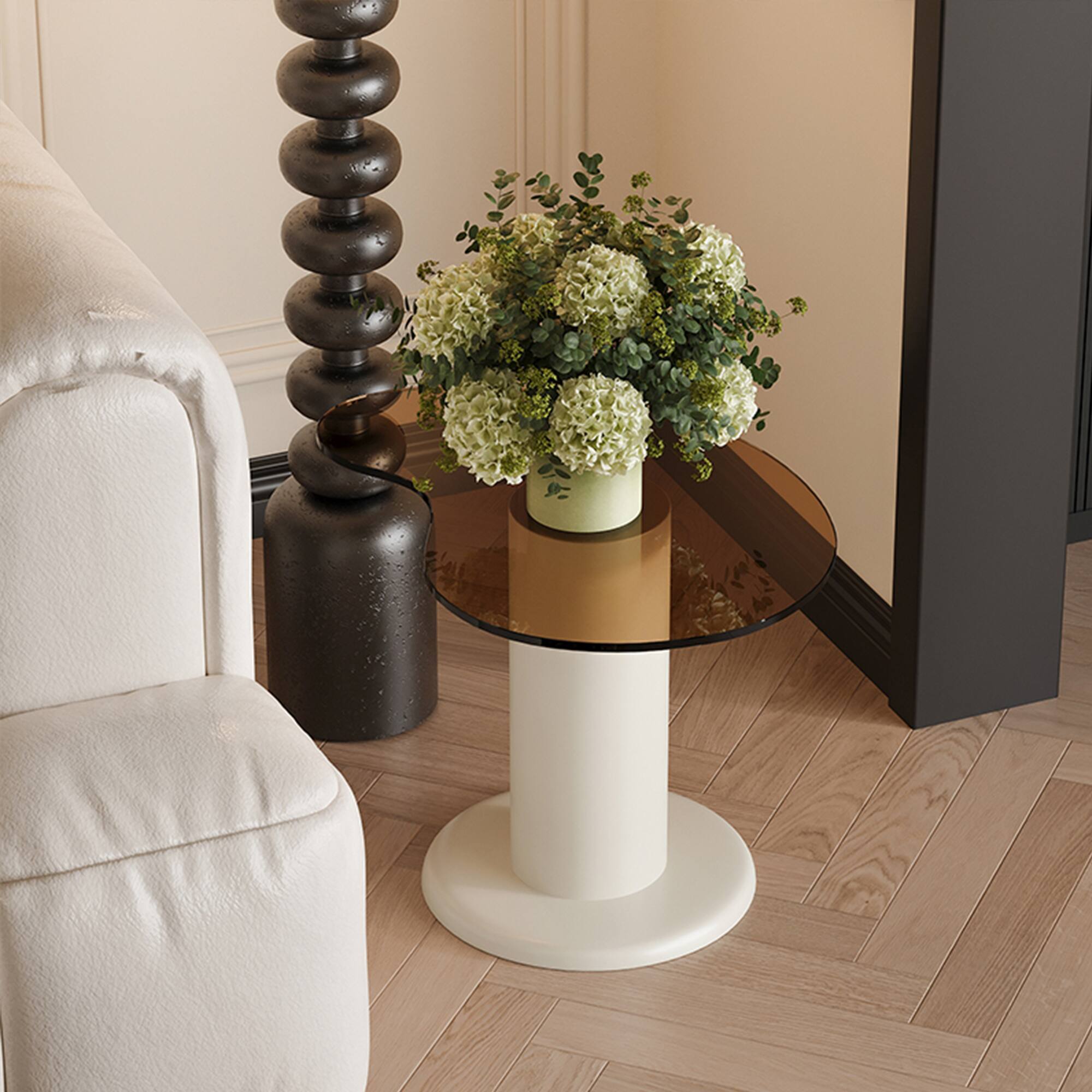 Alt View 2. APRILSOUL - Modern Oval Coffee Table Living Room Marble Pattern Sintered Stone Top Gold Stainless Steel Base - Brown.