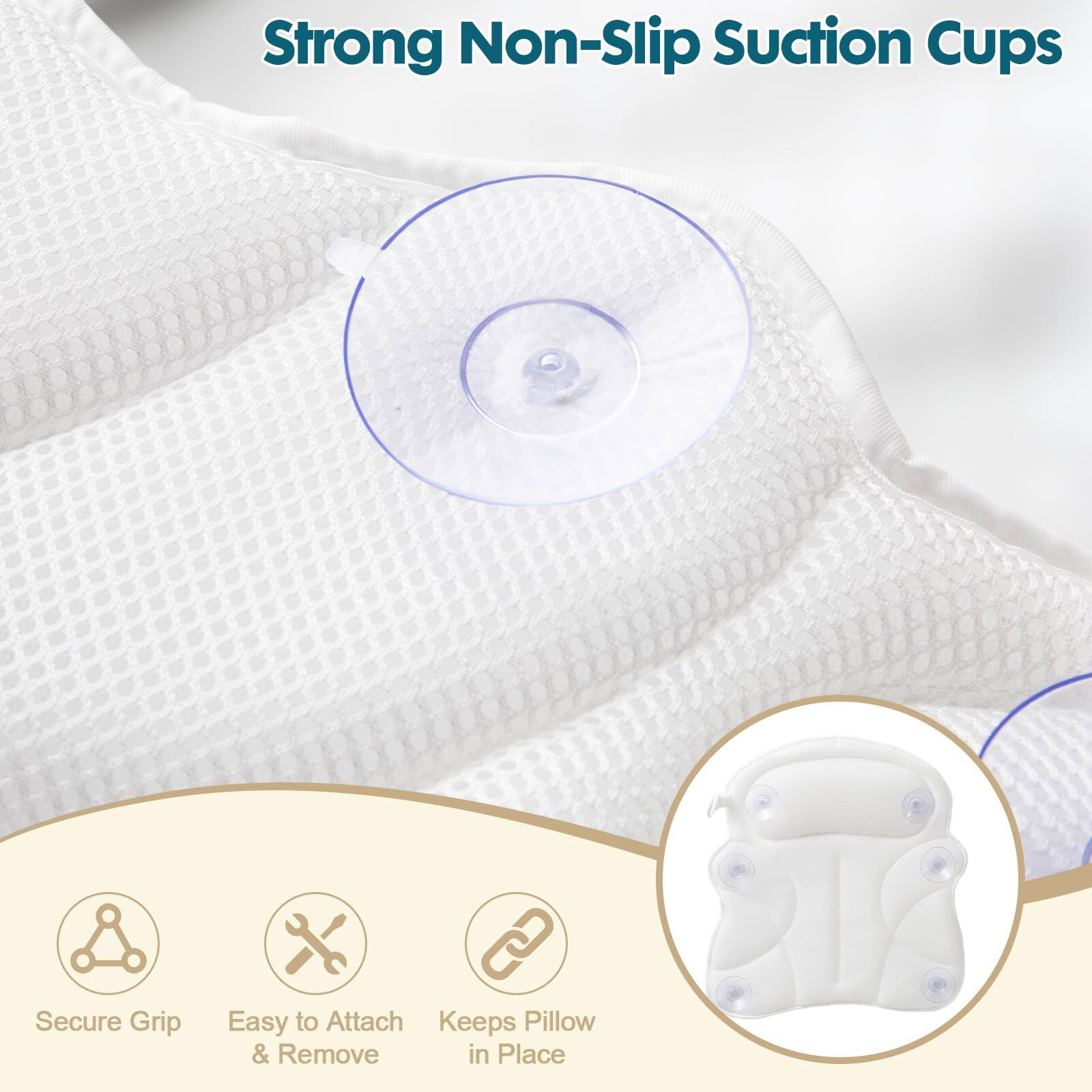 Strong Non-Slip Suction Cups

- Secure Grip
- Easy to Attach & Remove
- Keeps Pillow in Place