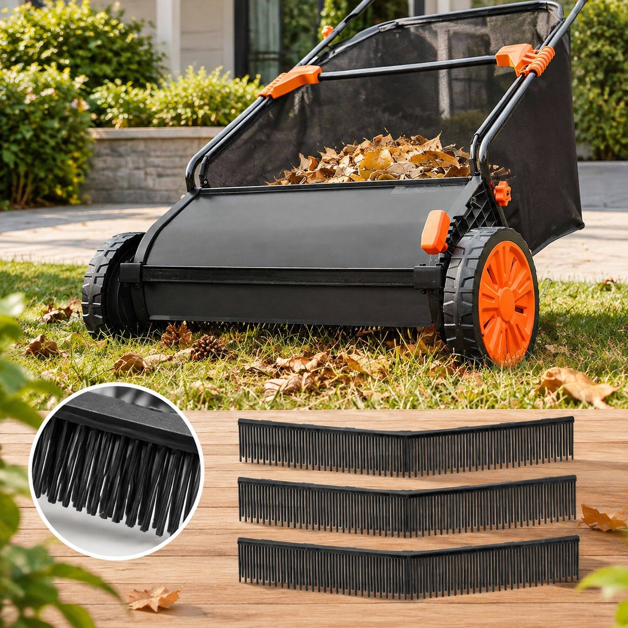 Alt View 1. RYHNUYNE - Lawn Sweeper Brush Replacement 3 Pack, 23.4 in PP Bristles, 26 in Sweeping Width, Fits S19-002A Push Sweepers - Black.