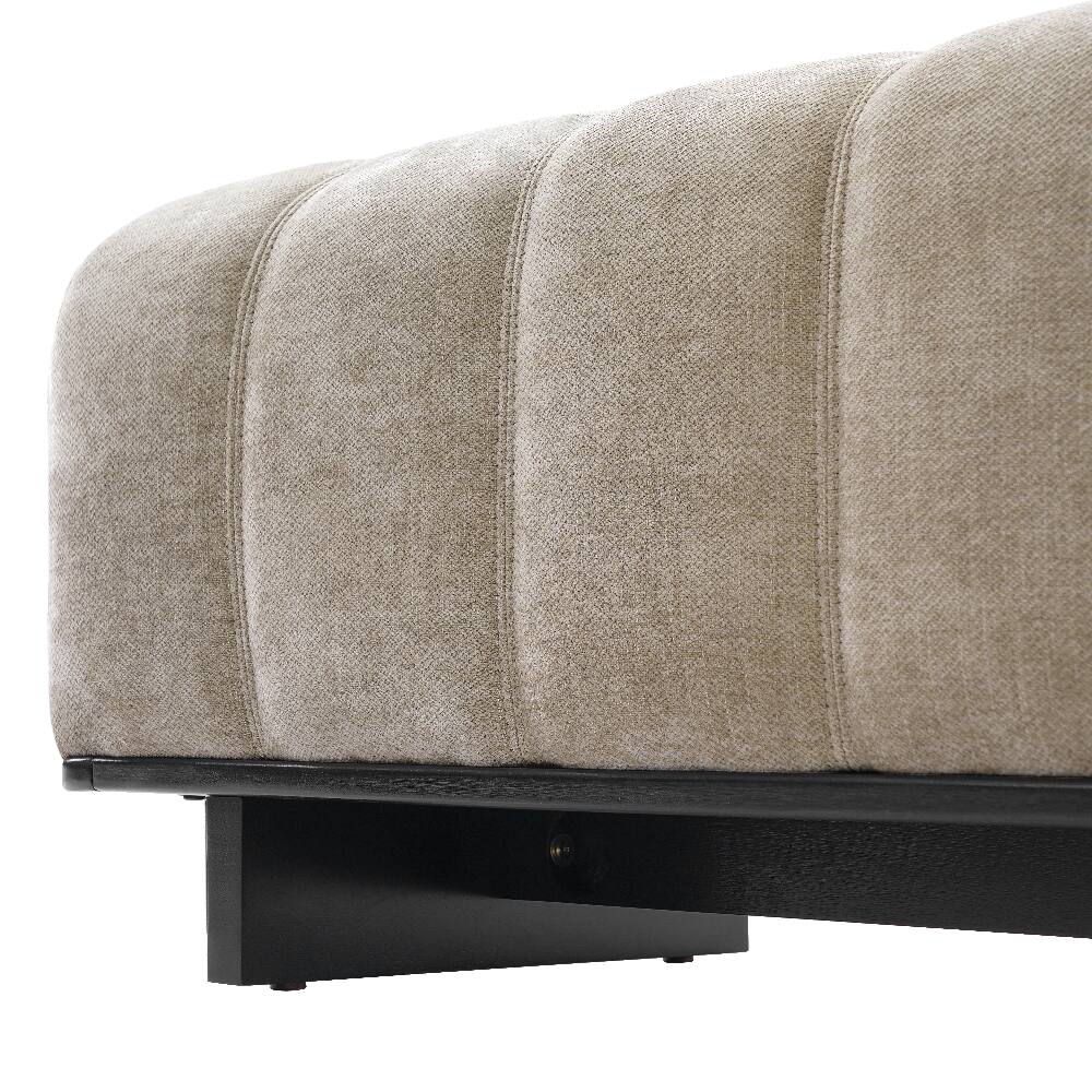 Alt View 10. Ropilly - Ropilly Modern Indoor Dining Bench, Oatmeal Chenille Fabric, Rubber Wood Legs, Upholstered Entryway Seating - Oatmeal.