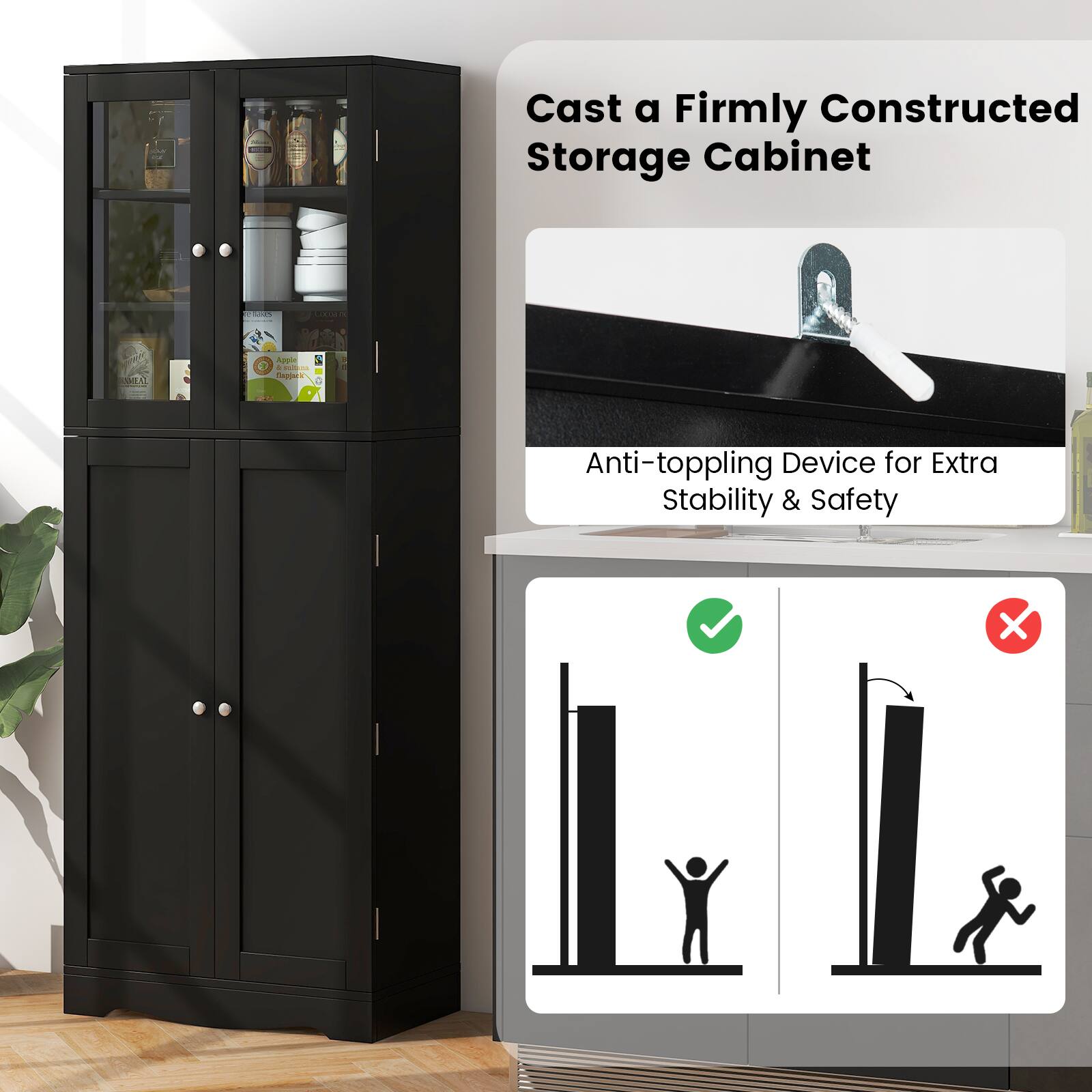 Cast a Firmly Constructed Storage Cabinet - AN 5 + AN u Anti-toppling Device for Extra Stability & Safety X