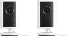 Front. Ring - Outdoor Cam 2K, Battery, Wide-Angle Retinal 2K Video, 6x Enhanced Zoom, Night Vision, 2-Pack - White.