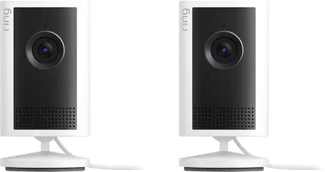 Front. Ring - Ring Outdoor Cam 2K, Battery, Wide-Angle Retinal 2K Video, 6x Enhanced Zoom, Night Vision, 2-Pack - White.