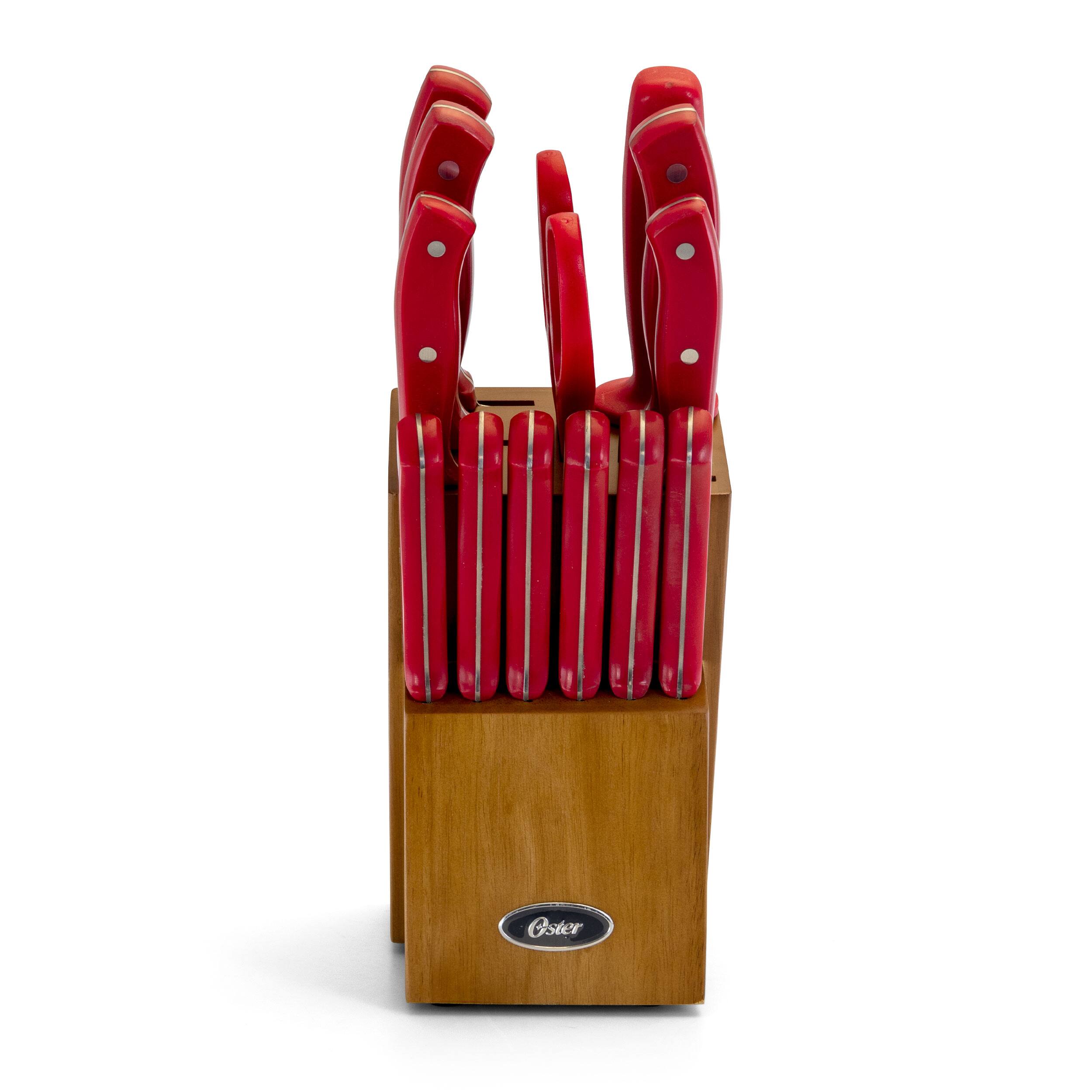 Alt View 5. Oster - Oster Evansville 14 Piece Stainless Steel Cutlery Set with Red Handles - Red.